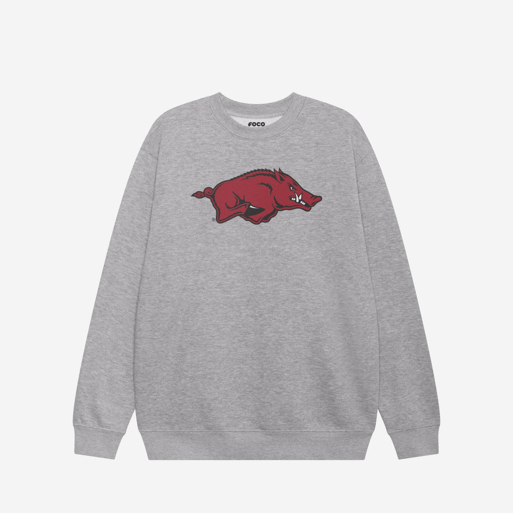 Arkansas Razorbacks Primary Logo Crew Neck Sweatshirt FOCO Athletic Heather S - FOCO.com