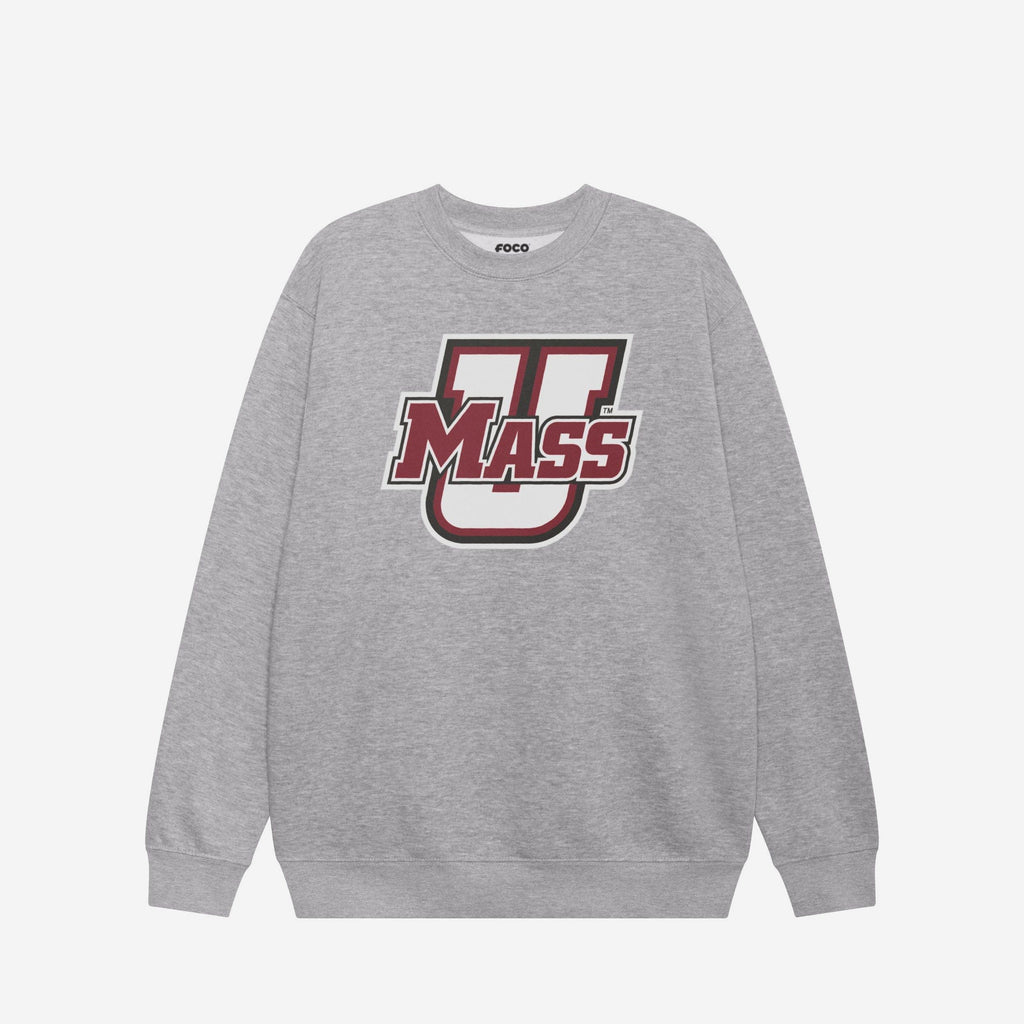 UMass Minutemen Primary Logo Crew Neck Sweatshirt FOCO Athletic Heather S - FOCO.com