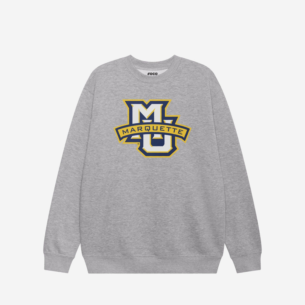 Marquette Golden Eagles Primary Logo Crew Neck Sweatshirt FOCO Athletic Heather S - FOCO.com