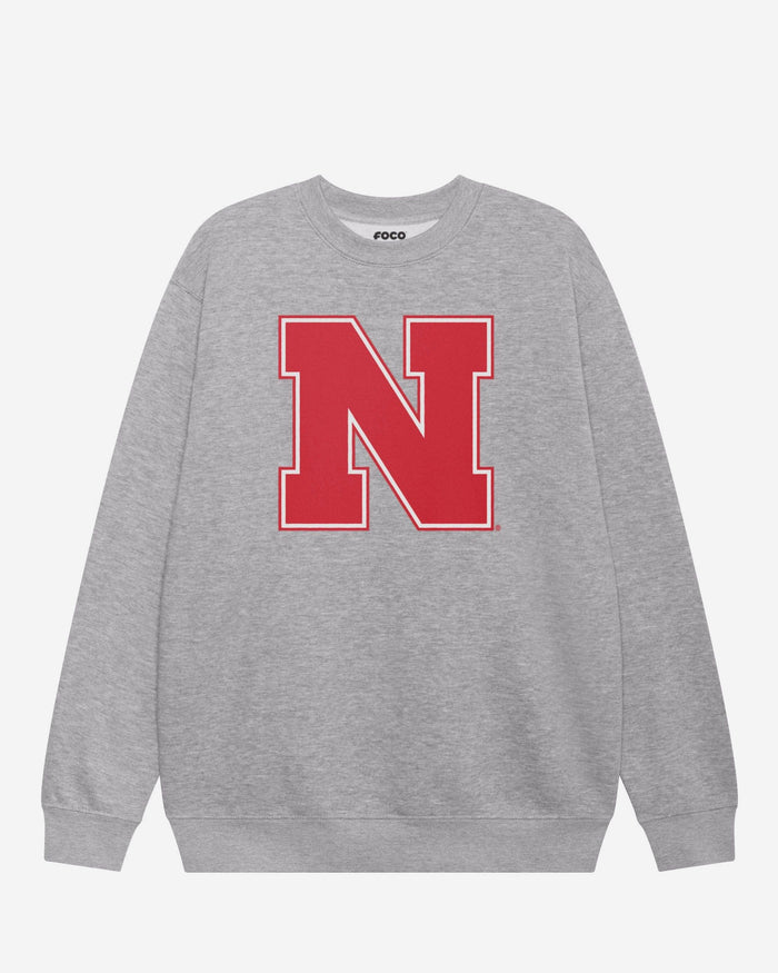 Nebraska Cornhuskers Primary Logo Crew Neck Sweatshirt FOCO Athletic Heather S - FOCO.com