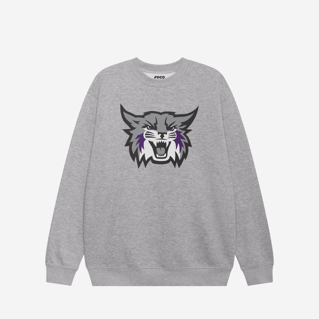 Weber State Wildcats Primary Logo Crew Neck Sweatshirt FOCO Athletic Heather S - FOCO.com