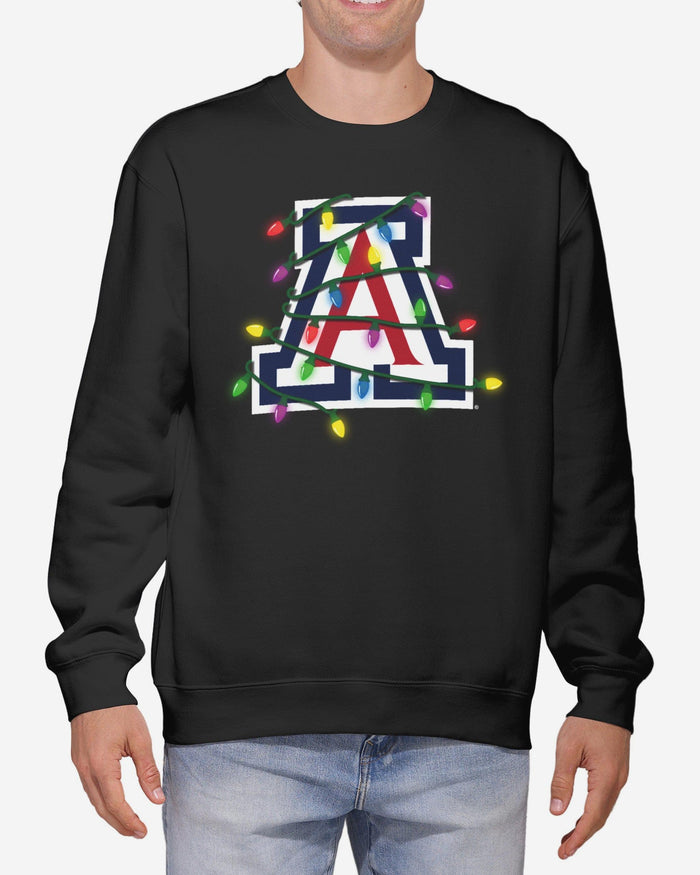 Arizona Wildcats Primary Logo Holiday Lights Crew Neck Sweatshirt FOCO S - FOCO.com