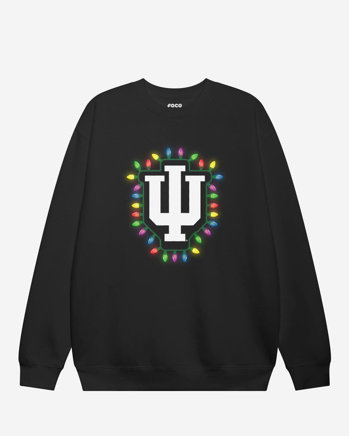 Indiana Hoosiers Primary Logo Holiday Lights Crew Neck Sweatshirt FOCO S - FOCO.com