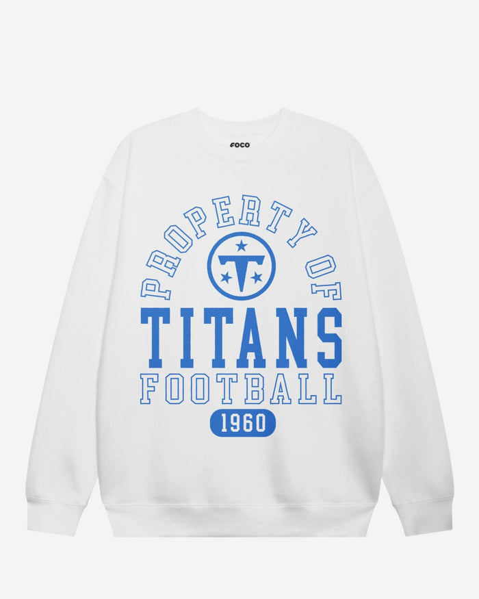 Tennessee Titans Property of Crew Neck Sweatshirt FOCO White S - FOCO.com
