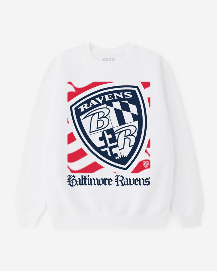 Baltimore Ravens American Heritage Wordmark Crew Neck Sweatshirt FOCO S - FOCO.com