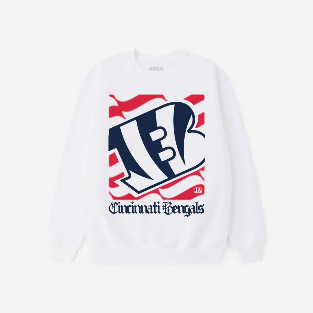 Cincinnati Bengals American Heritage Wordmark Crew Neck Sweatshirt FOCO S - FOCO.com