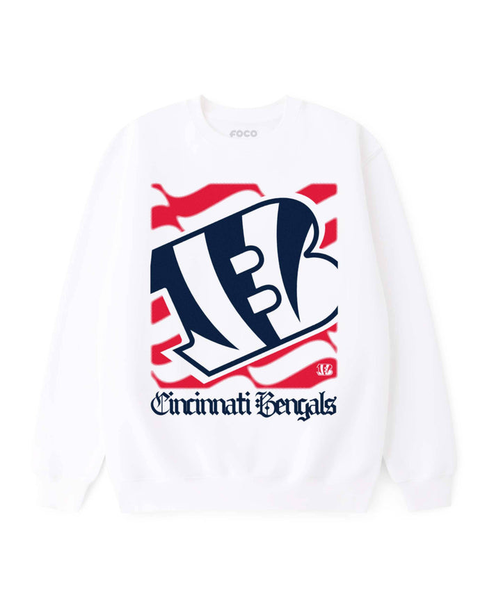 Cincinnati Bengals American Heritage Wordmark Crew Neck Sweatshirt FOCO S - FOCO.com