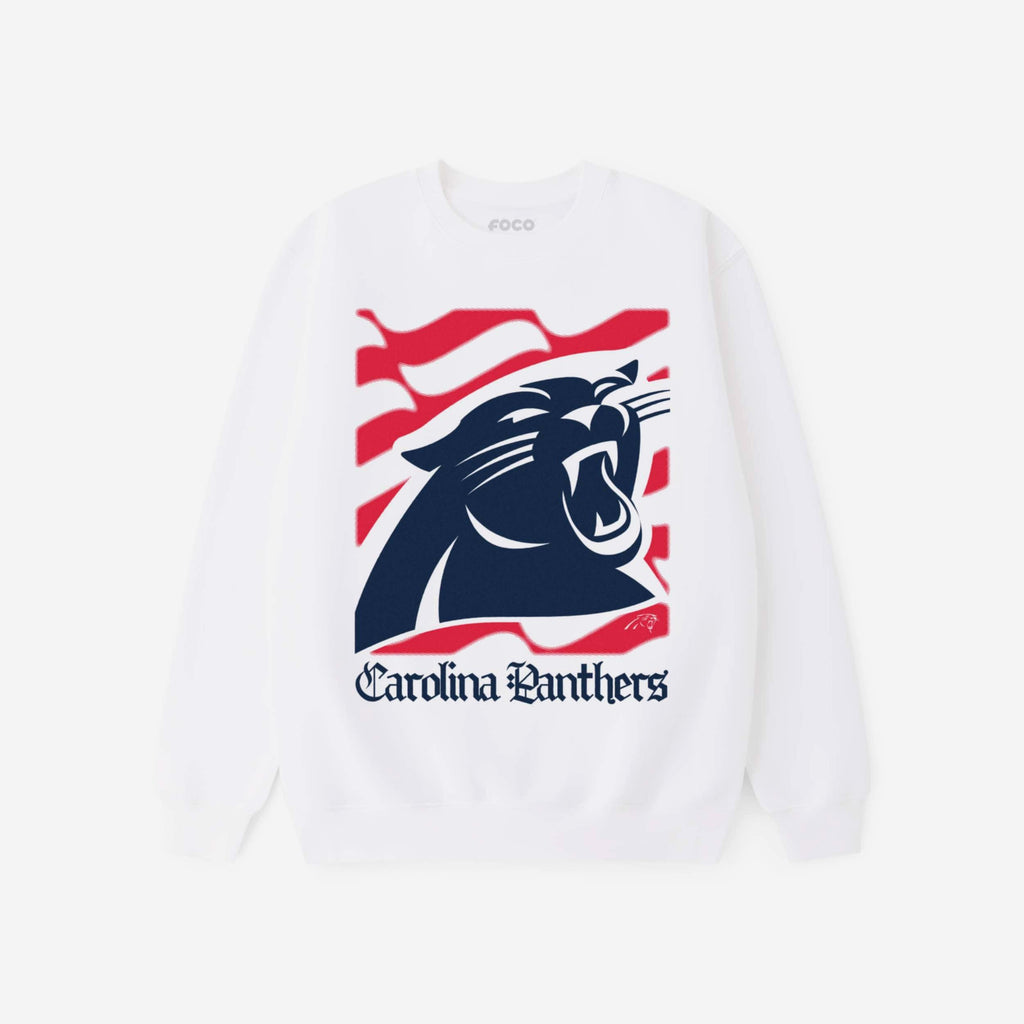 Carolina Panthers American Heritage Wordmark Crew Neck Sweatshirt FOCO S - FOCO.com