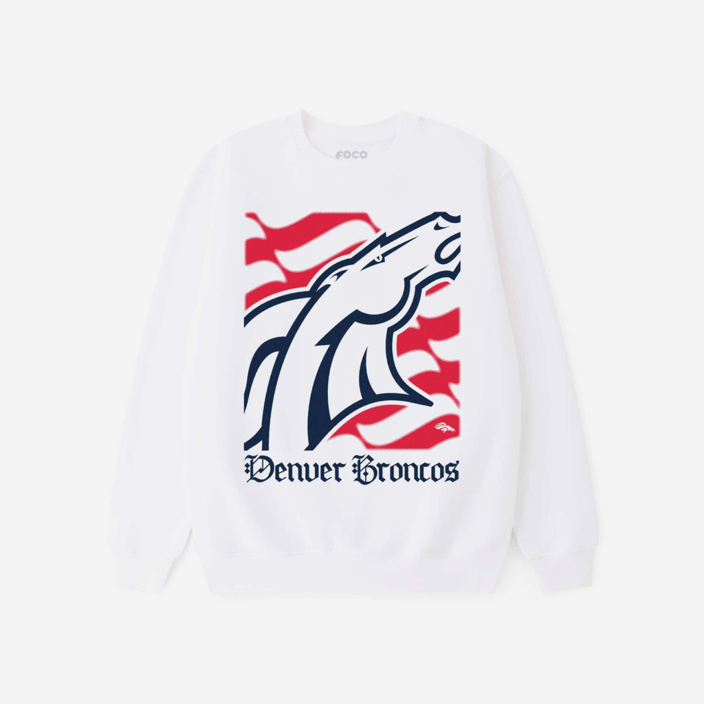 Denver Broncos American Heritage Wordmark Crew Neck Sweatshirt FOCO S - FOCO.com