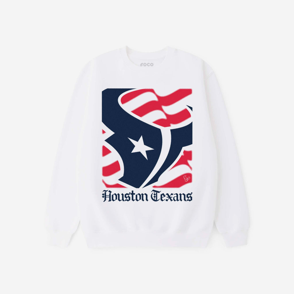 Houston Texans American Heritage Wordmark Crew Neck Sweatshirt FOCO S - FOCO.com