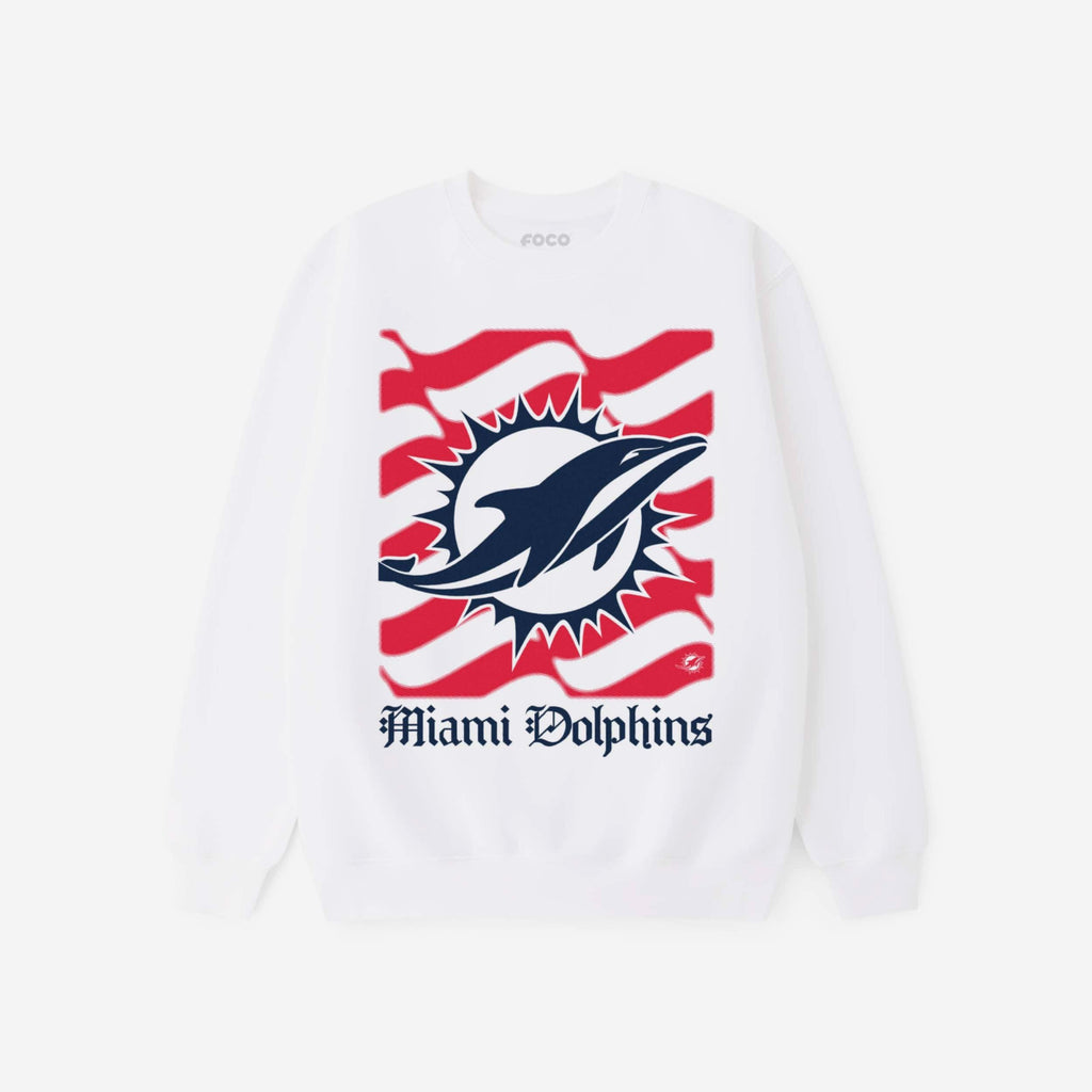 Miami Dolphins American Heritage Wordmark Crew Neck Sweatshirt FOCO S - FOCO.com