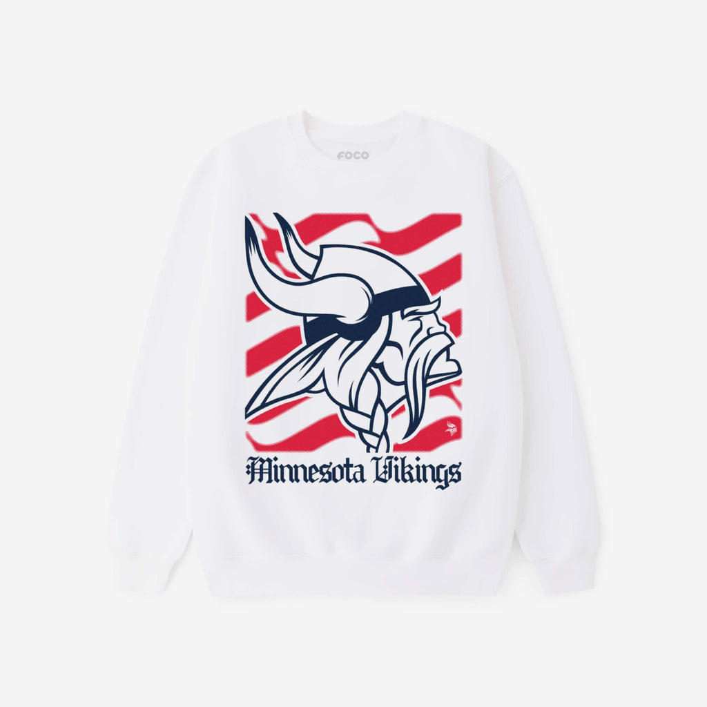 Minnesota Vikings American Heritage Wordmark Crew Neck Sweatshirt FOCO S - FOCO.com