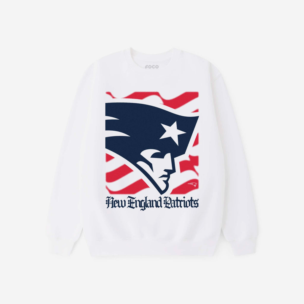 New England Patriots American Heritage Wordmark Crew Neck Sweatshirt FOCO S - FOCO.com
