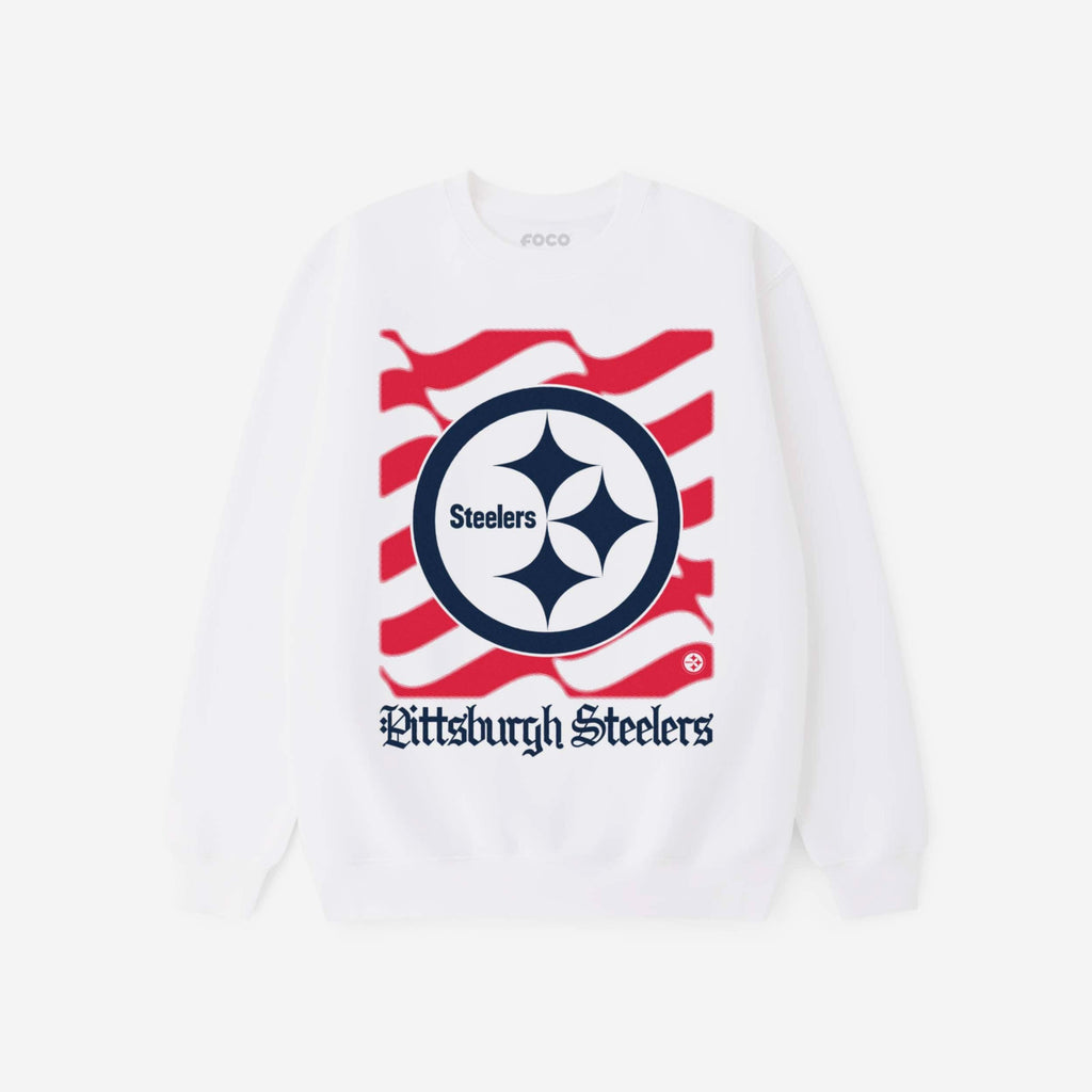 Pittsburgh Steelers American Heritage Wordmark Crew Neck Sweatshirt FOCO S - FOCO.com