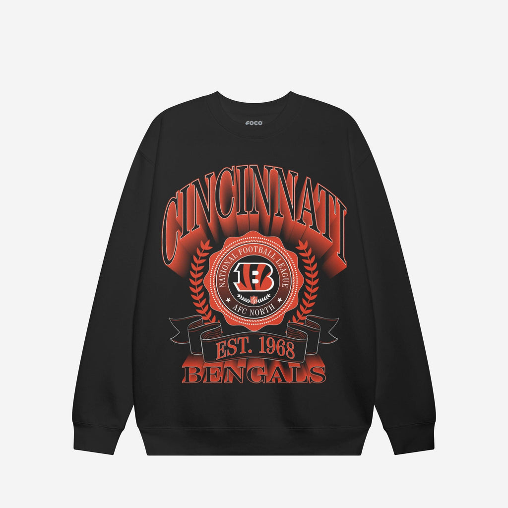 Cincinnati Bengals Banner Crest Crew Neck Sweatshirt FOCO S - FOCO.com