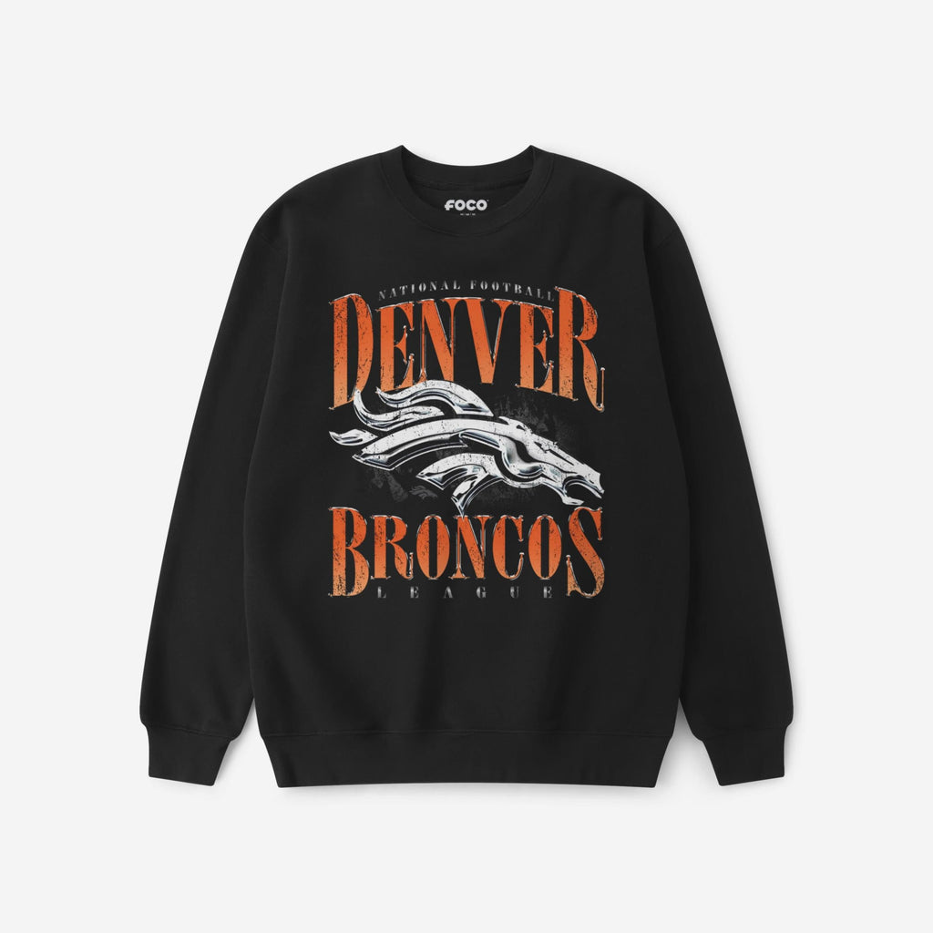 Denver Broncos Chrome Stack Crew Neck Sweatshirt FOCO S - FOCO.com