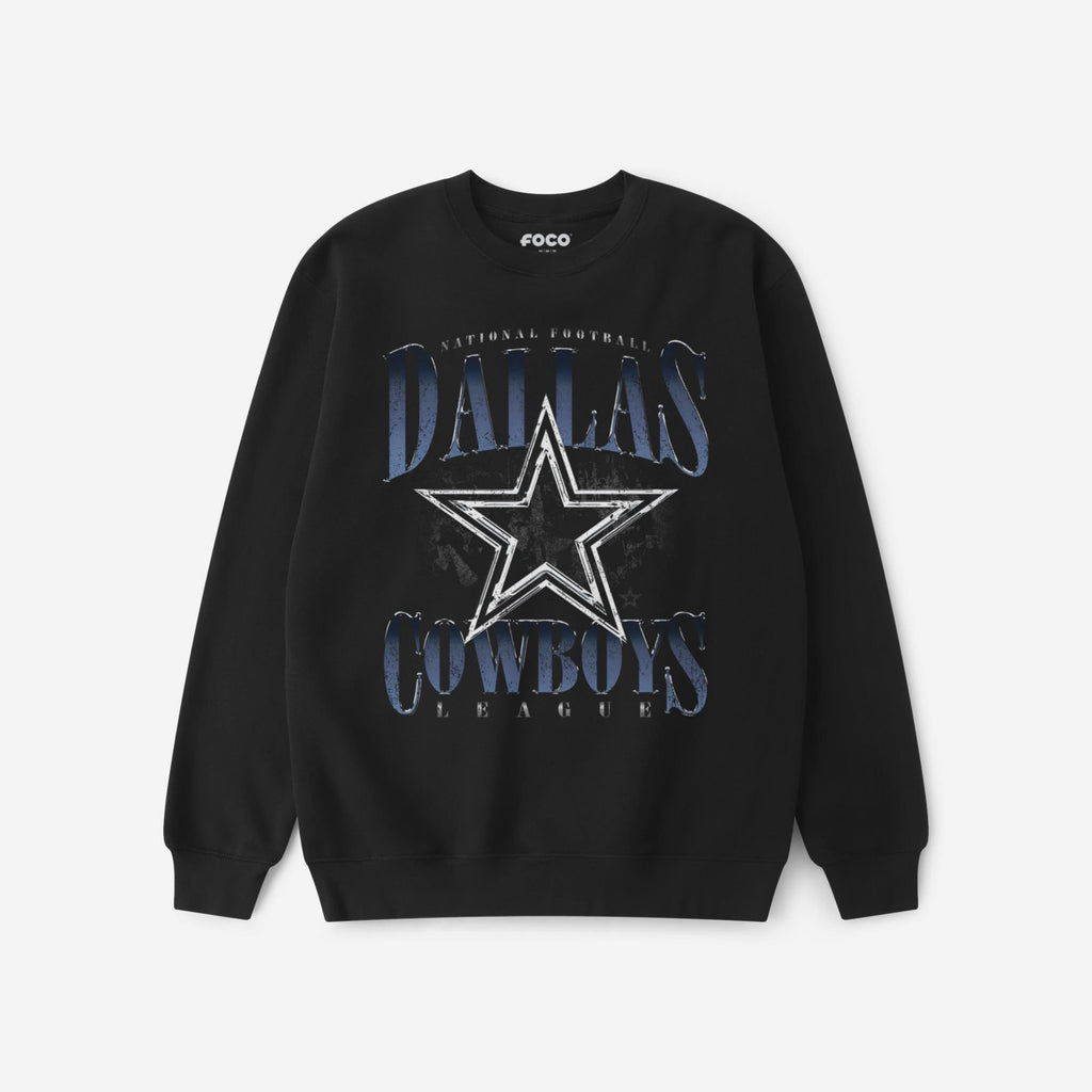 Dallas Cowboys Chrome Stack Crew Neck Sweatshirt FOCO S - FOCO.com