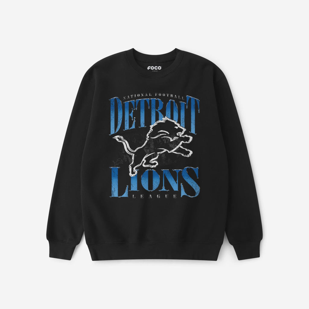 Detroit Lions Chrome Stack Crew Neck Sweatshirt FOCO S - FOCO.com
