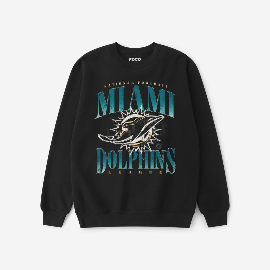 Miami Dolphins Chrome Stack Crew Neck Sweatshirt FOCO S - FOCO.com
