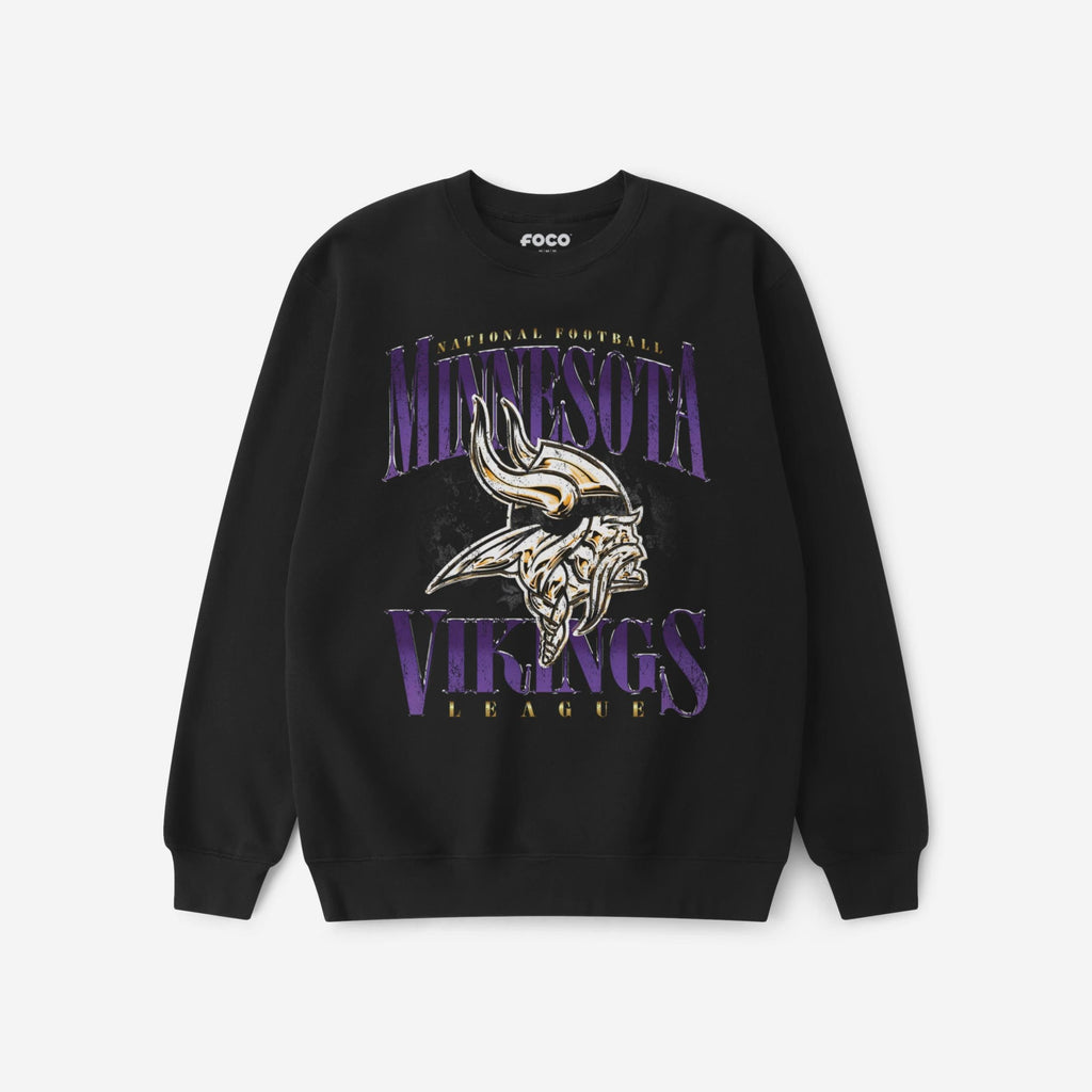 Minnesota Vikings Chrome Stack Crew Neck Sweatshirt FOCO S - FOCO.com