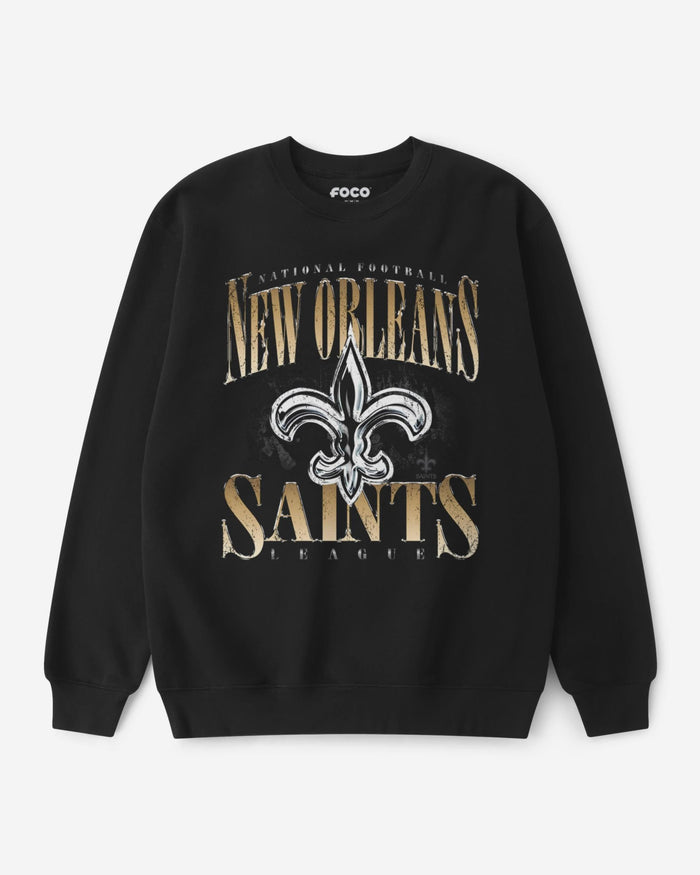 New Orleans Saints Chrome Stack Crew Neck Sweatshirt FOCO S - FOCO.com