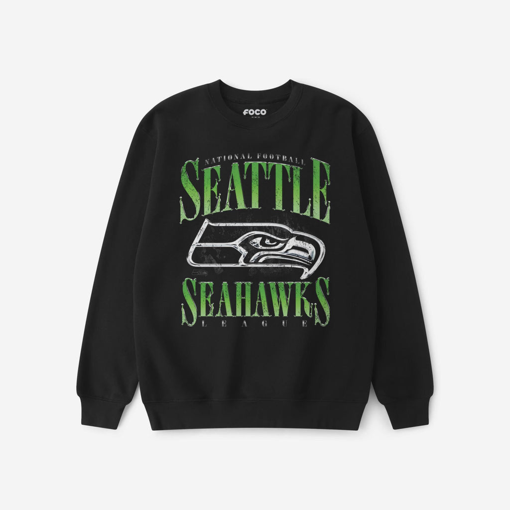 Seattle Seahawks Chrome Stack Crew Neck Sweatshirt FOCO S - FOCO.com