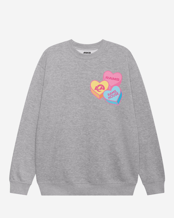 Los Angeles Rams Candy Heart Crew Neck Sweatshirt FOCO Athletic Heather S - FOCO.com