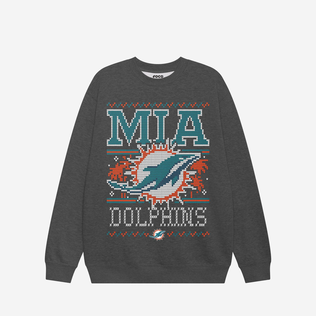 Miami Dolphins Holiday Crew Neck Sweatshirt FOCO S - FOCO.com