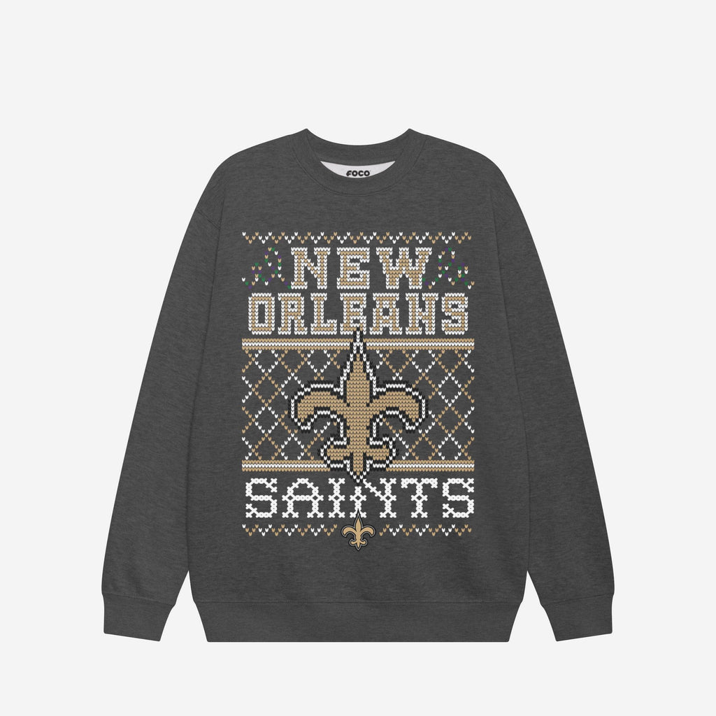 New Orleans Saints Holiday Crew Neck Sweatshirt FOCO S - FOCO.com
