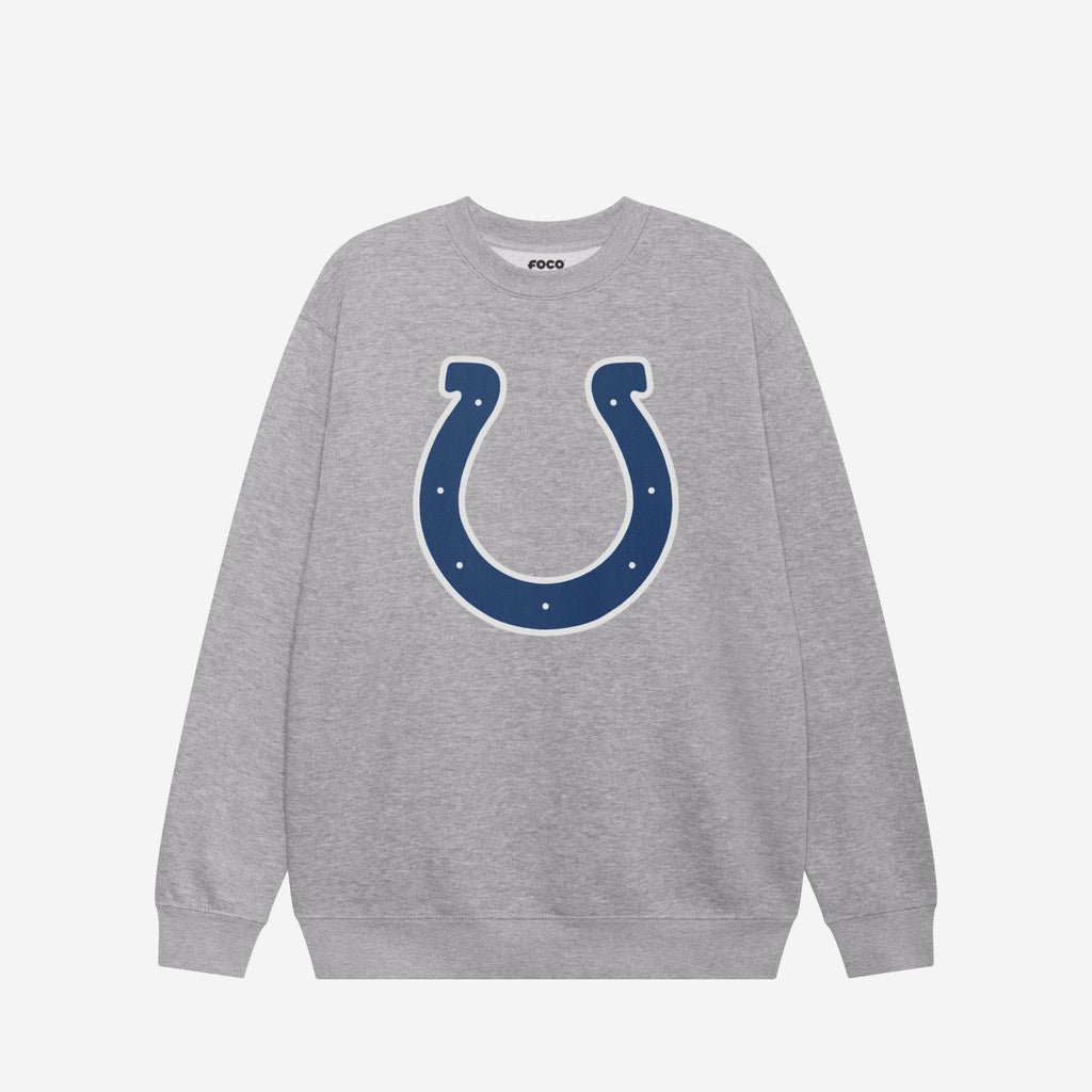 Indianapolis Colts Primary Logo Crew Neck Sweatshirt FOCO Athletic Heather S - FOCO.com