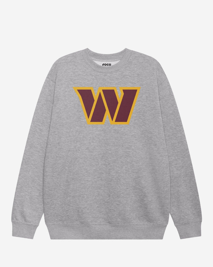 Washington Commanders Primary Logo Crew Neck Sweatshirt FOCO Athletic Heather S - FOCO.com