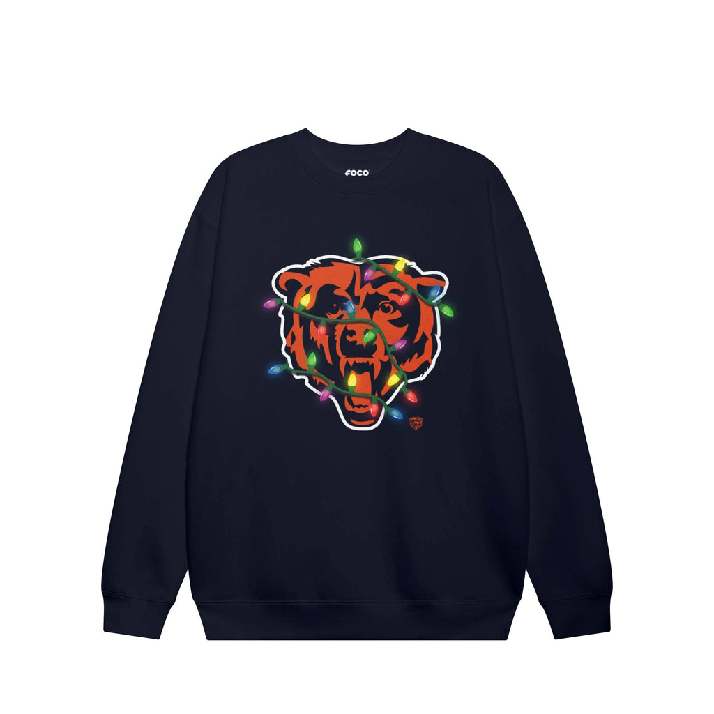 Chicago Bears Primary Logo Holiday Lights Crew Neck Sweatshirt