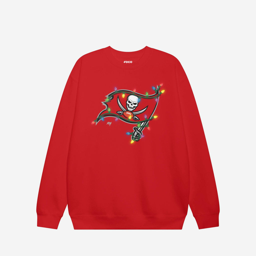 Tampa Bay Buccaneers Primary Logo Holiday Lights Crew Neck Sweatshirt FOCO S - FOCO.com