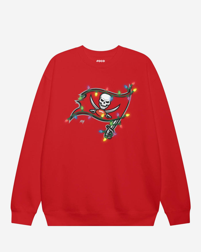 Tampa Bay Buccaneers Primary Logo Holiday Lights Crew Neck Sweatshirt FOCO S - FOCO.com