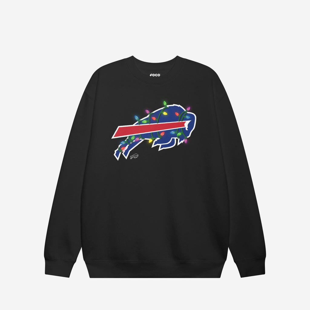Buffalo Bills Primary Logo Holiday Lights Crew Neck Sweatshirt FOCO S - FOCO.com