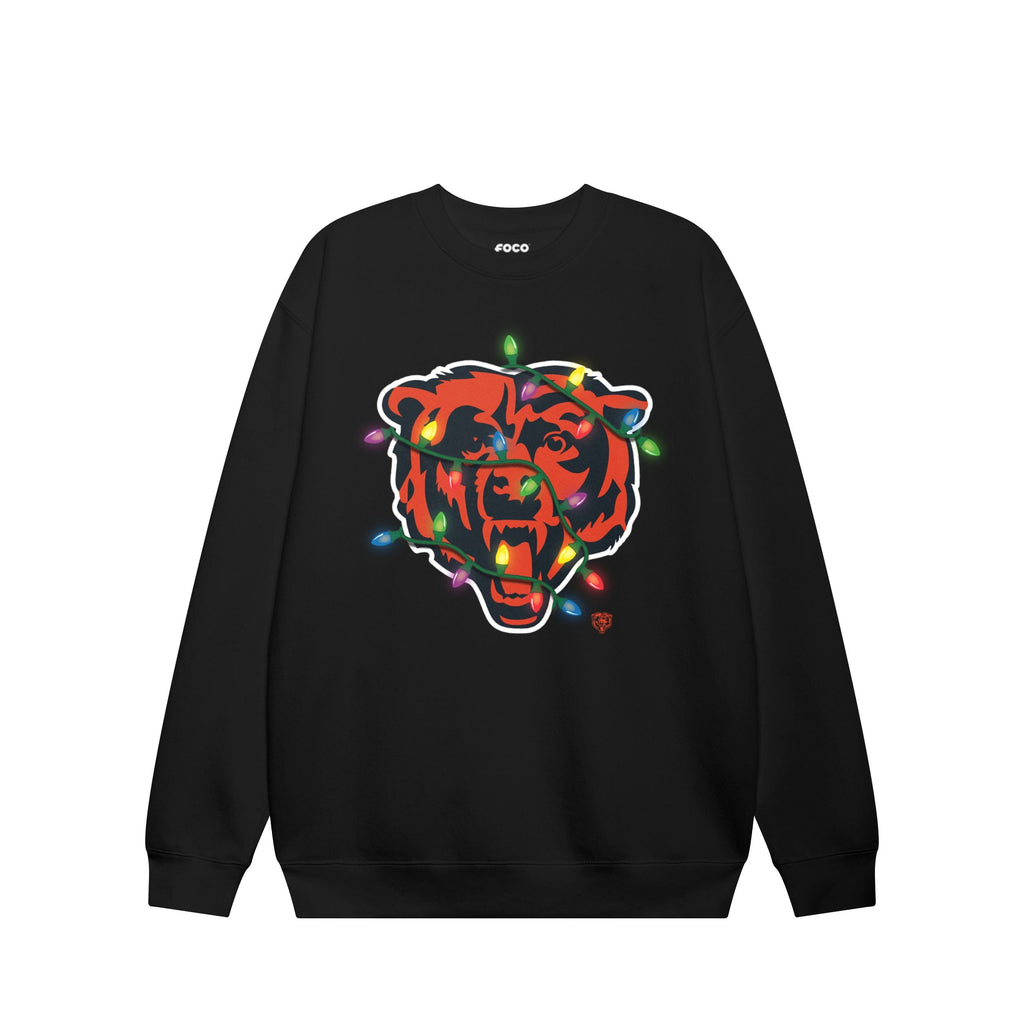 Chicago Bears Primary Logo Holiday Lights Crew Neck Sweatshirt