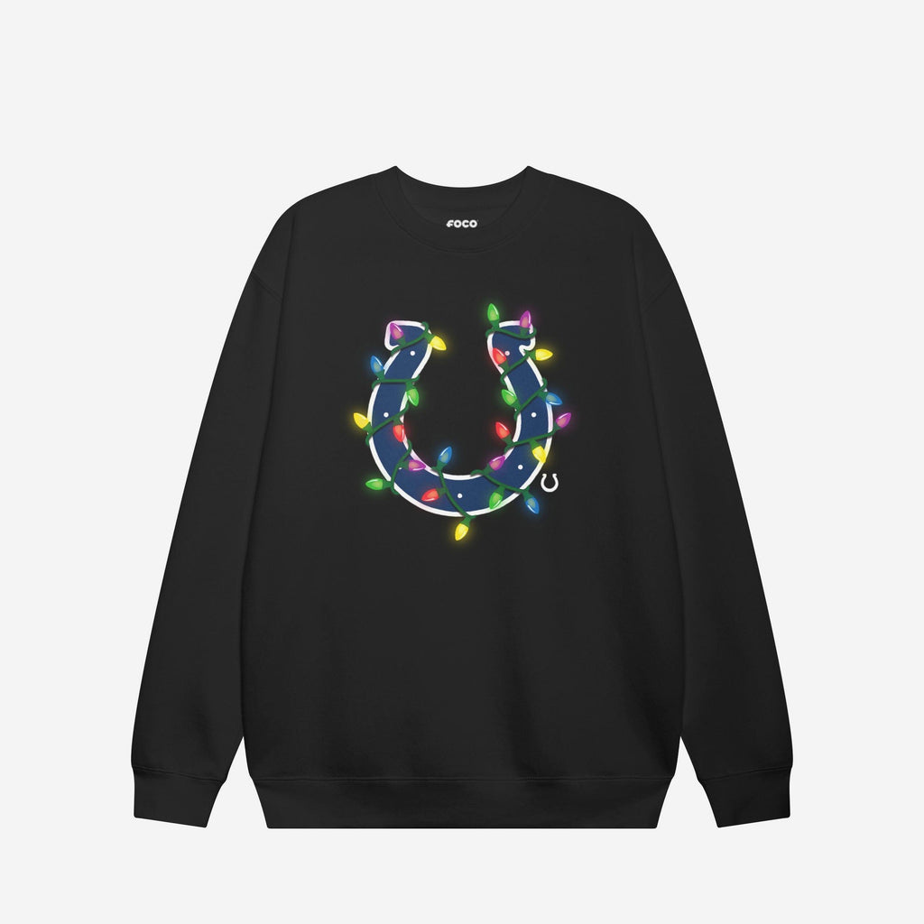 Indianapolis Colts Primary Logo Holiday Lights Crew Neck Sweatshirt FOCO S - FOCO.com