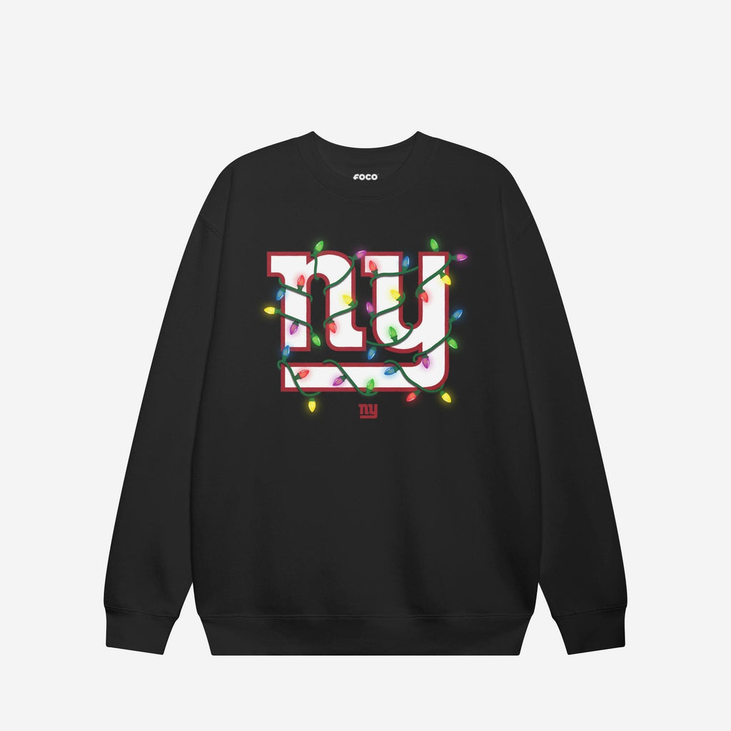 New York Giants Primary Logo Holiday Lights Crew Neck Sweatshirt FOCO S - FOCO.com