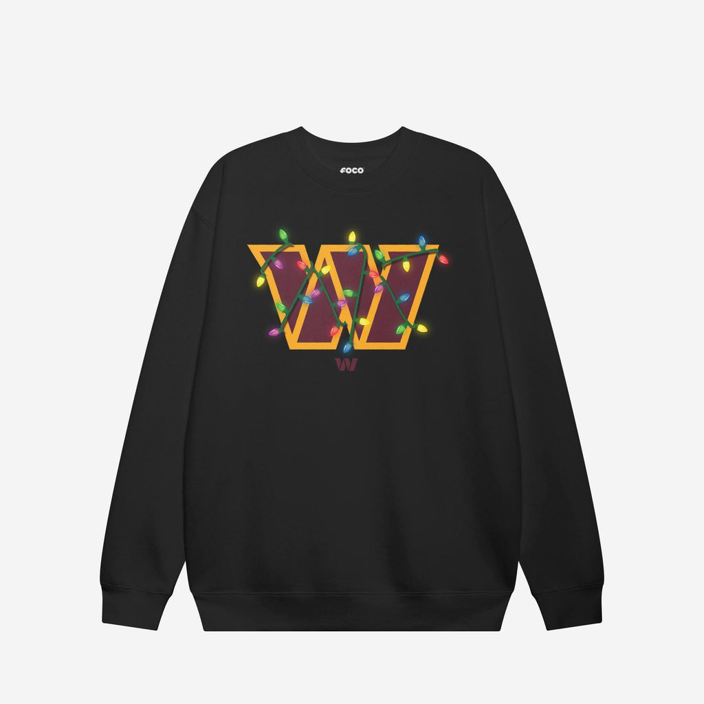 Washington Commanders Primary Logo Holiday Lights Crew Neck Sweatshirt FOCO S - FOCO.com
