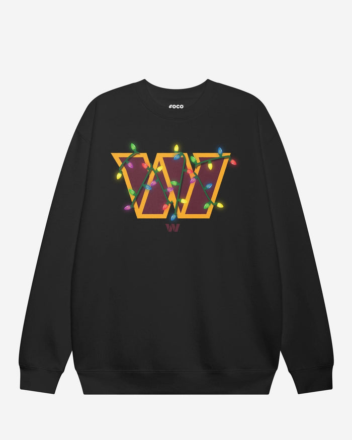 Washington Commanders Primary Logo Holiday Lights Crew Neck Sweatshirt FOCO S - FOCO.com