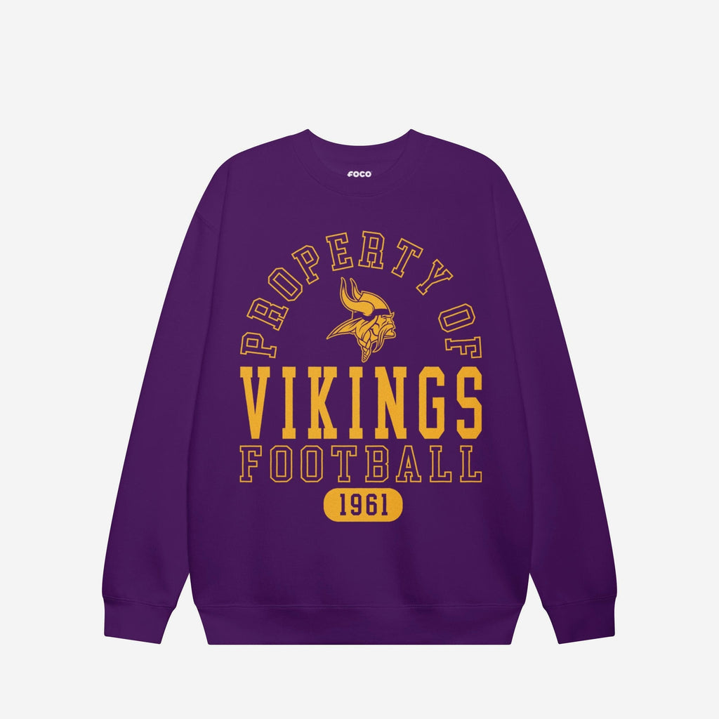 Minnesota Vikings Property of Crew Neck Sweatshirt FOCO S - FOCO.com