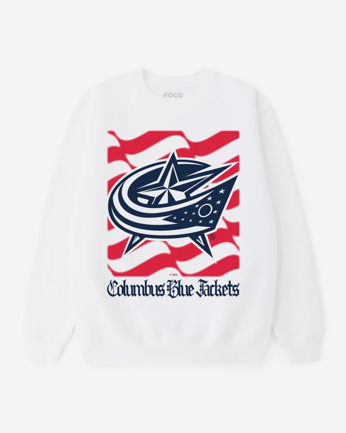 Columbus Blue Jackets American Heritage Wordmark Crew Neck Sweatshirt FOCO S - FOCO.com
