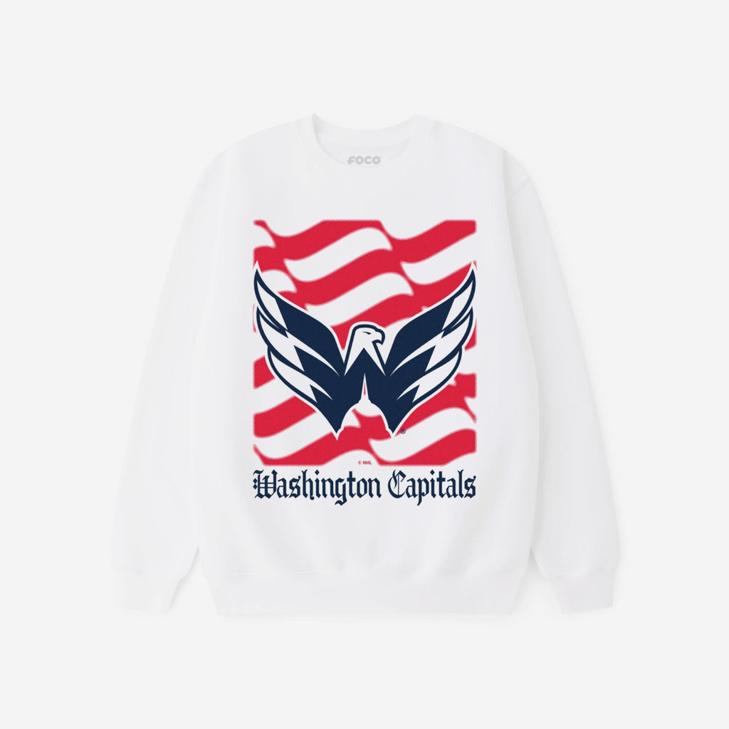 Washington Capitals American Heritage Wordmark Crew Neck Sweatshirt FOCO S - FOCO.com