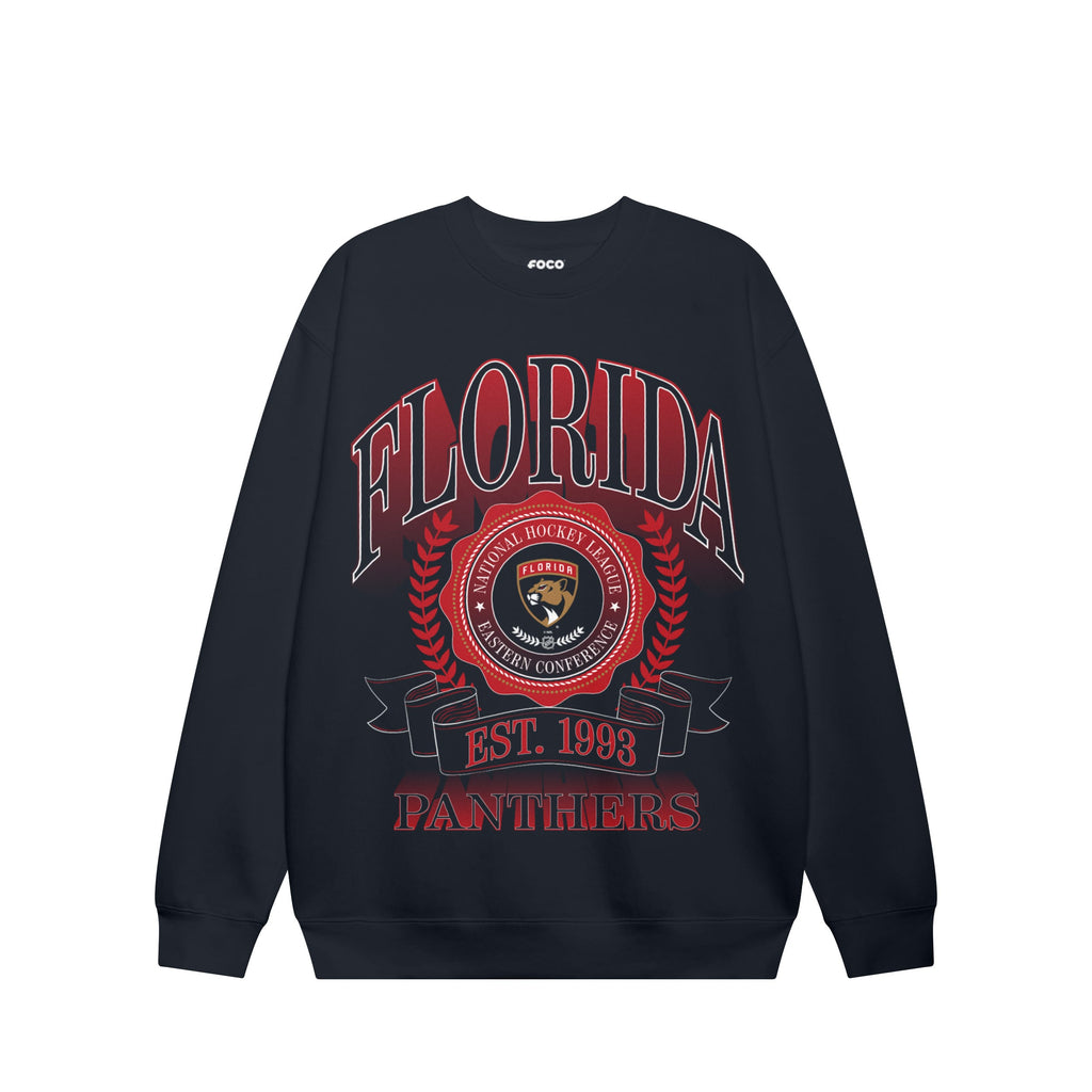 Florida Panthers Banner Crest Crew Neck Sweatshirt FOCO S - FOCO.com