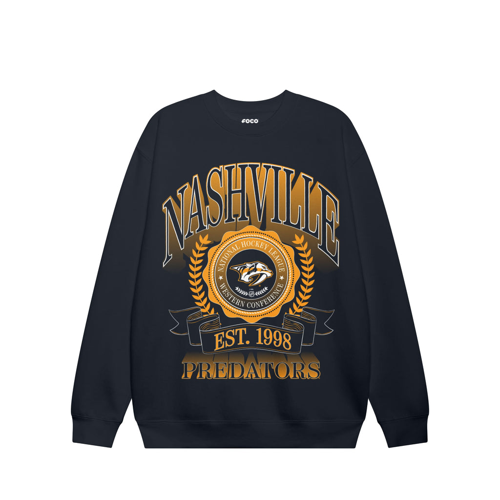Nashville Predators Banner Crest Crew Neck Sweatshirt