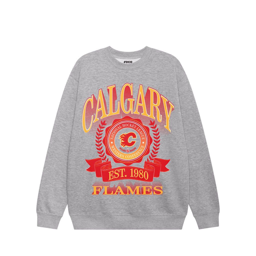 Calgary Flames Banner Crest Crew Neck Sweatshirt