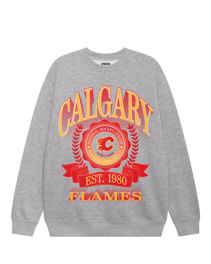Calgary Flames Banner Crest Crew Neck Sweatshirt