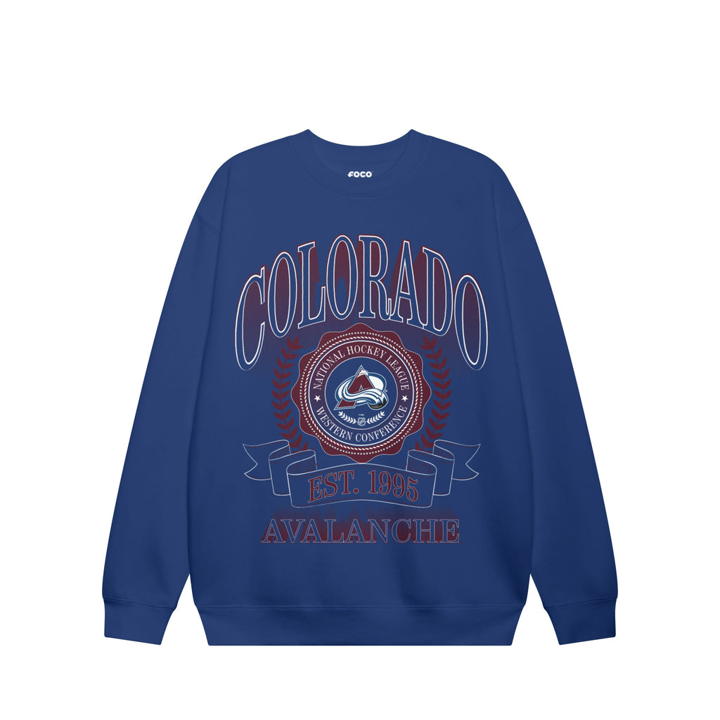 Colorado Avalanche Banner Crest Crew Neck Sweatshirt