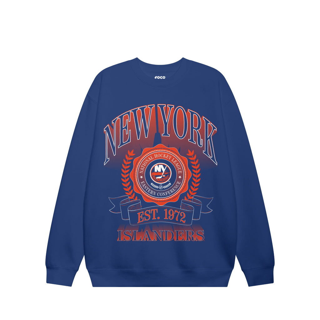 New York Islanders Banner Crest Crew Neck Sweatshirt FOCO S - FOCO.com