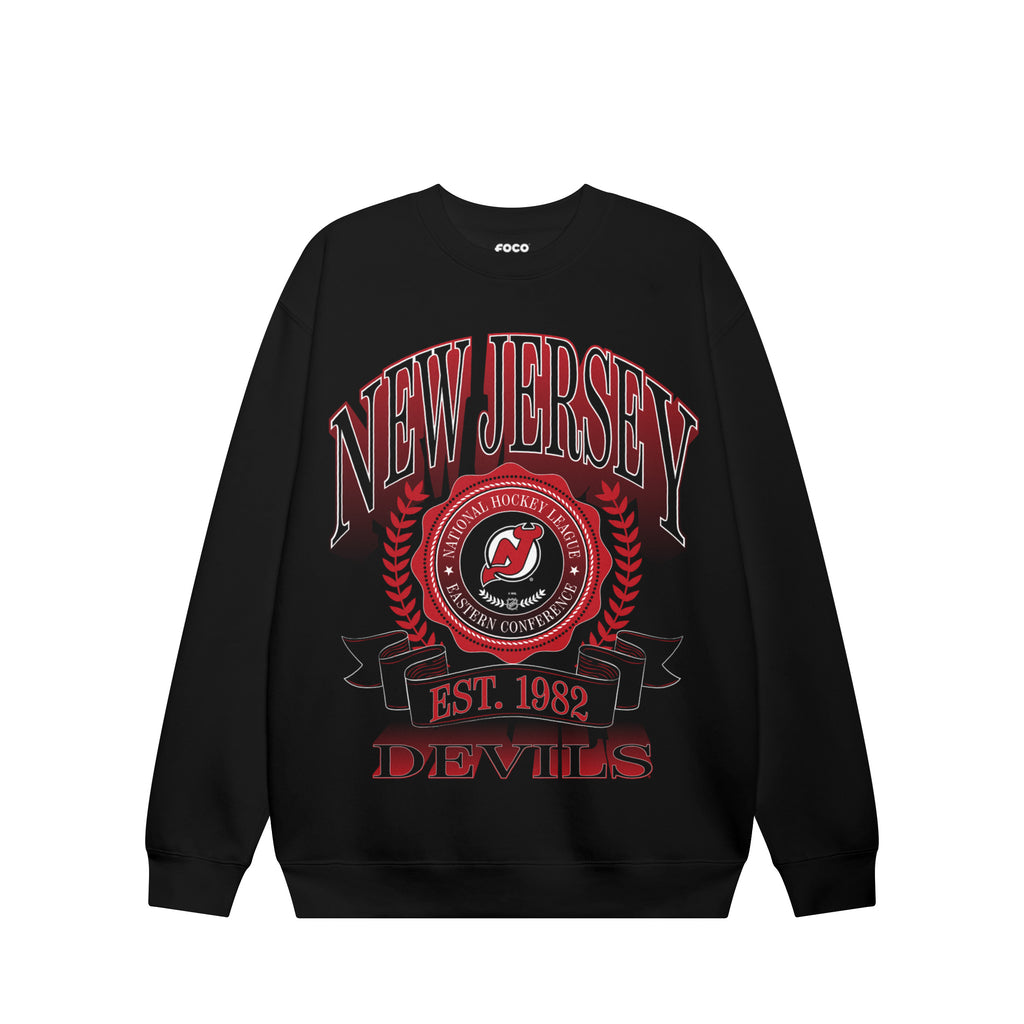 New Jersey Devils Banner Crest Crew Neck Sweatshirt